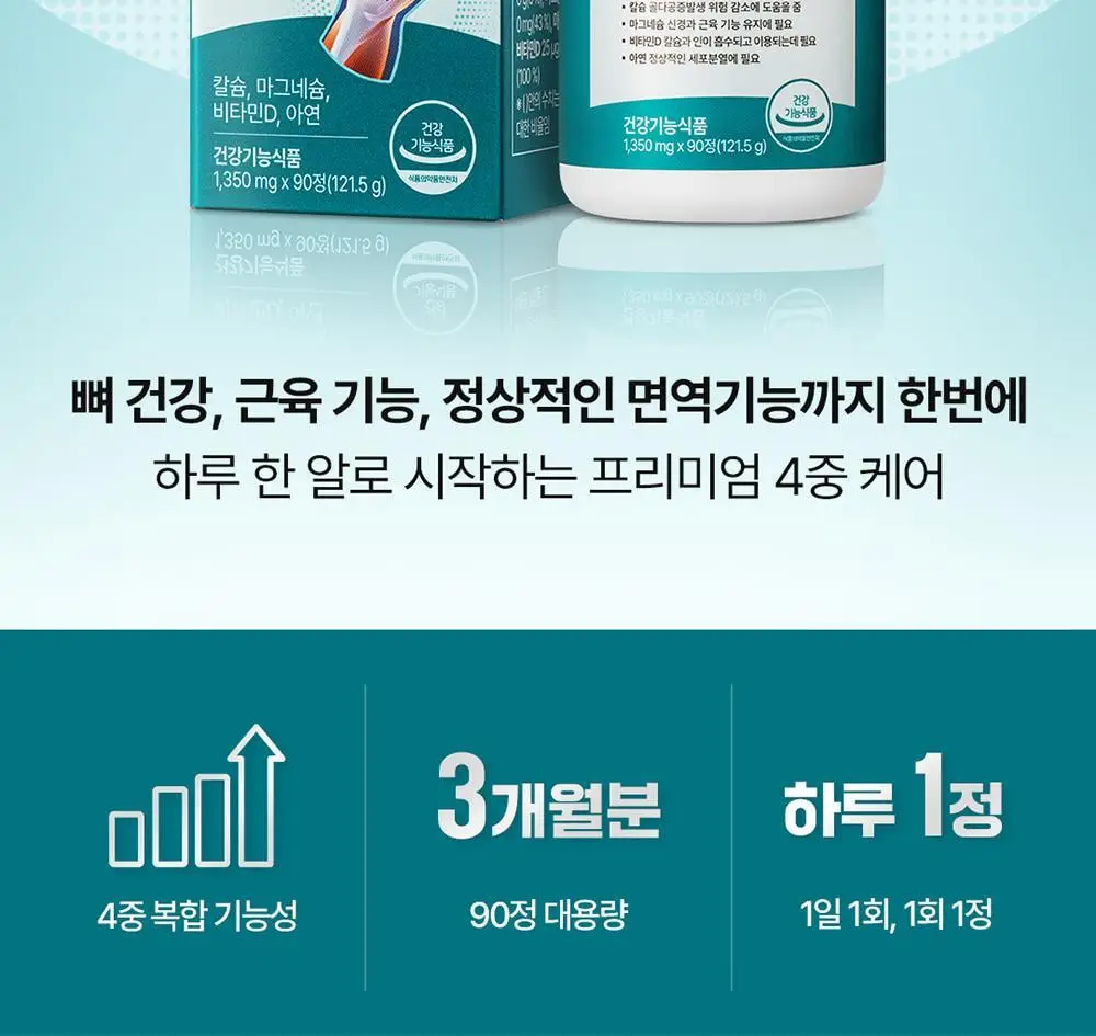 [대용량/칼마디] 그린몬스터 맥스 칼슘 마그네슘 비타민D 아연 90정 (3개월분) 상세페이지 3